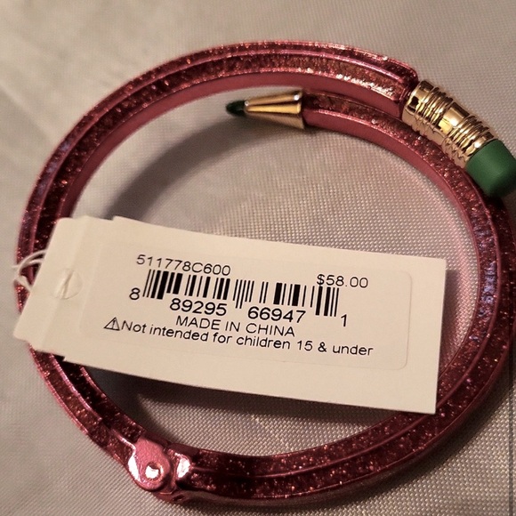 NWT ⚜️♥️⚜️ Betsey Johnson Holiday Red Glitter Pencil Bracelet With Green Eraser - Picture 7 of 12